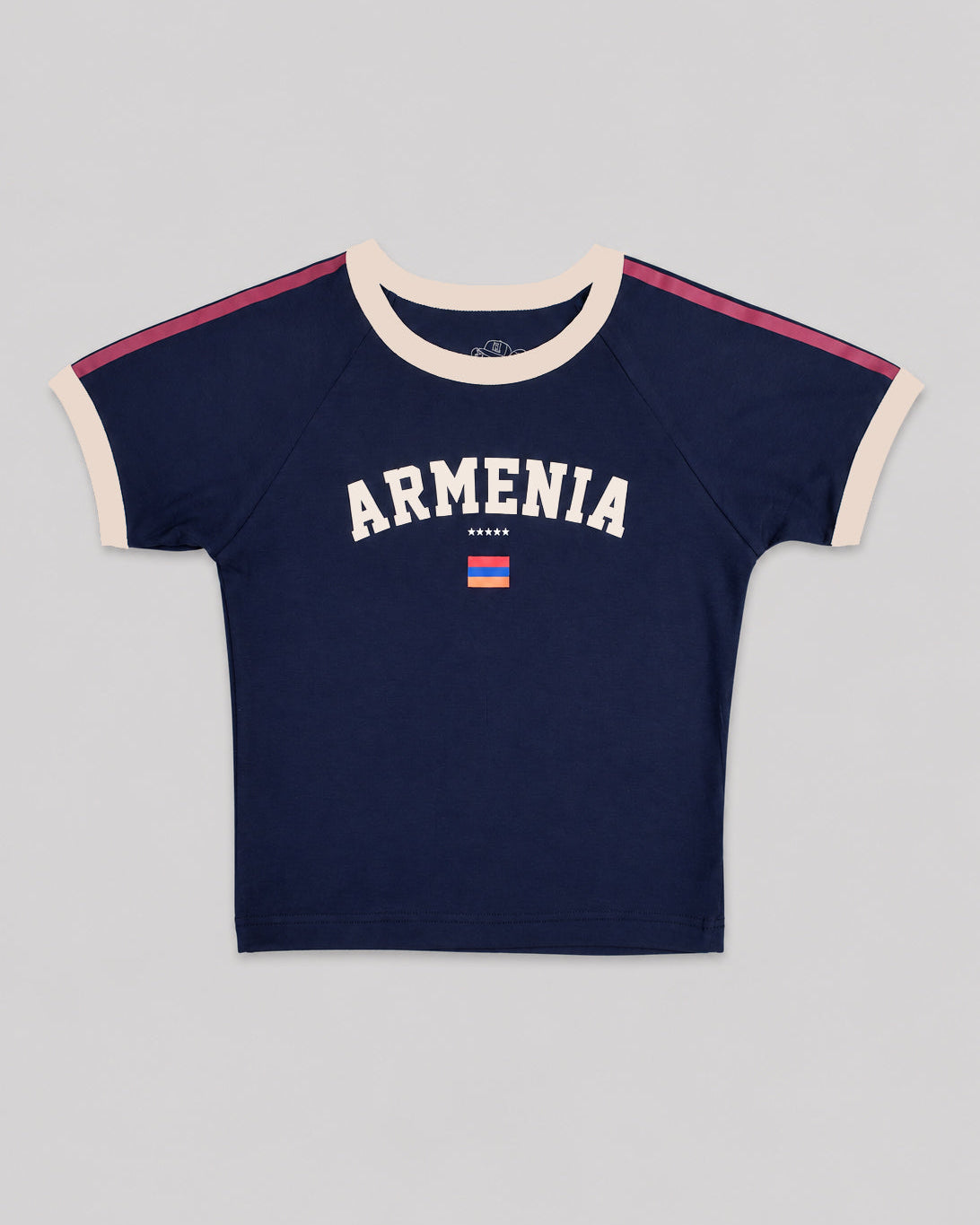 Armenia Varsity Cropped Baby Tee - Navy