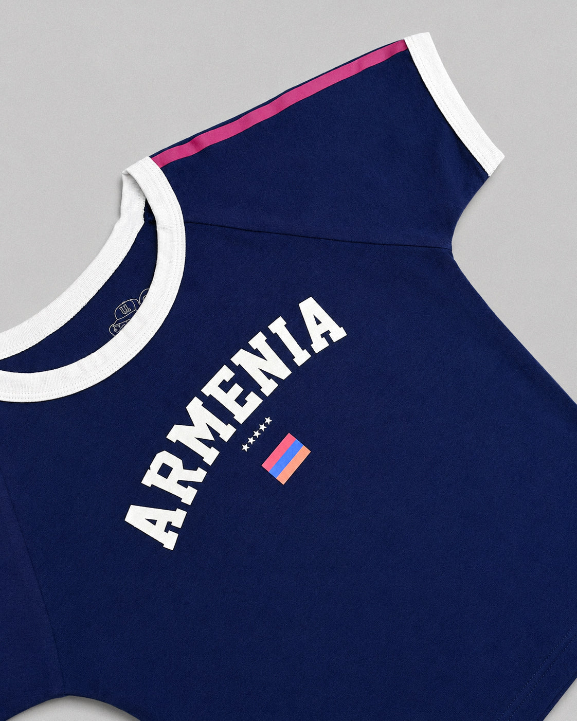 Armenia Varsity Cropped Baby Tee - Navy