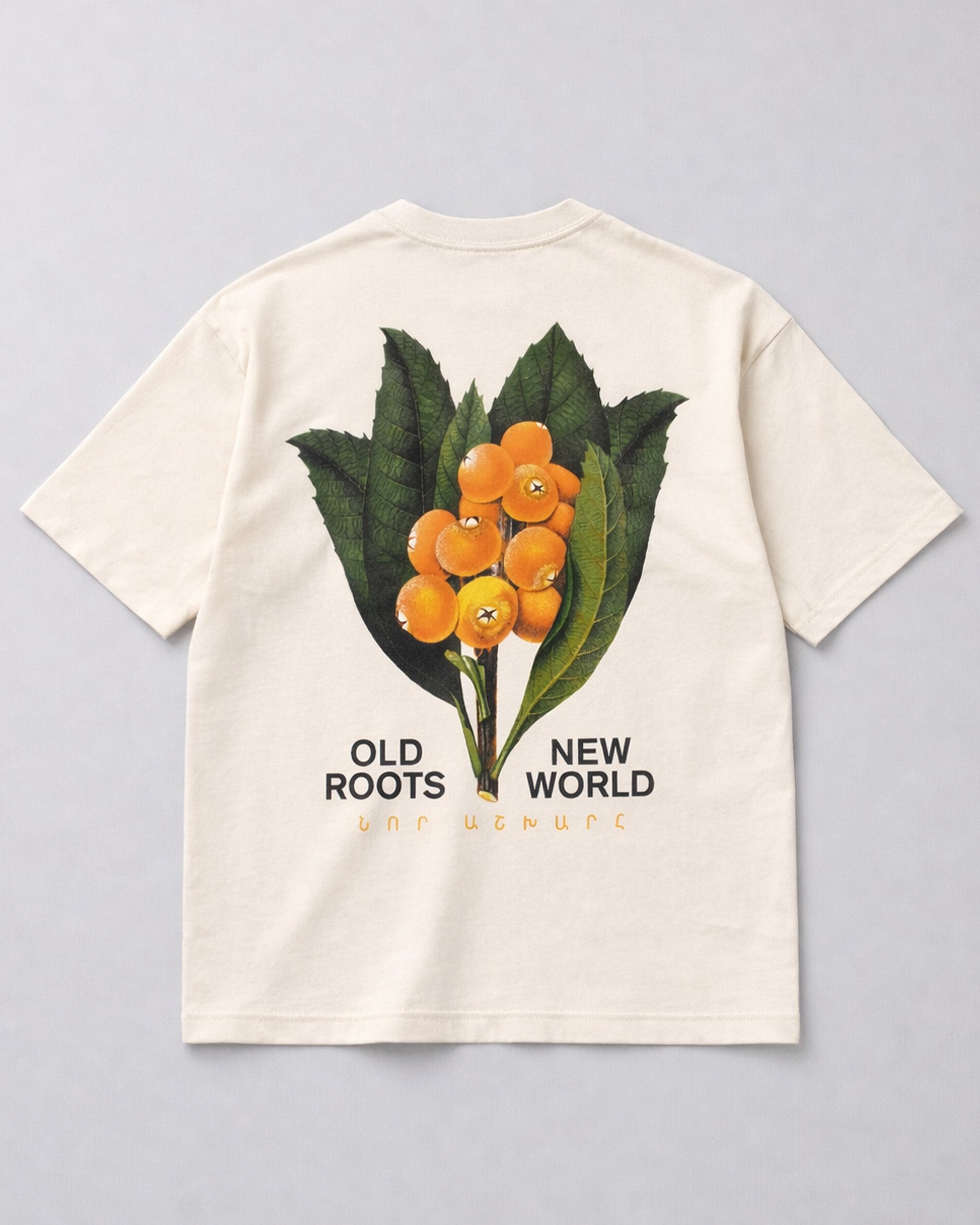 Old Roots, New World Loquat T-Shirt – Bone (Premium Boxy Fit)
