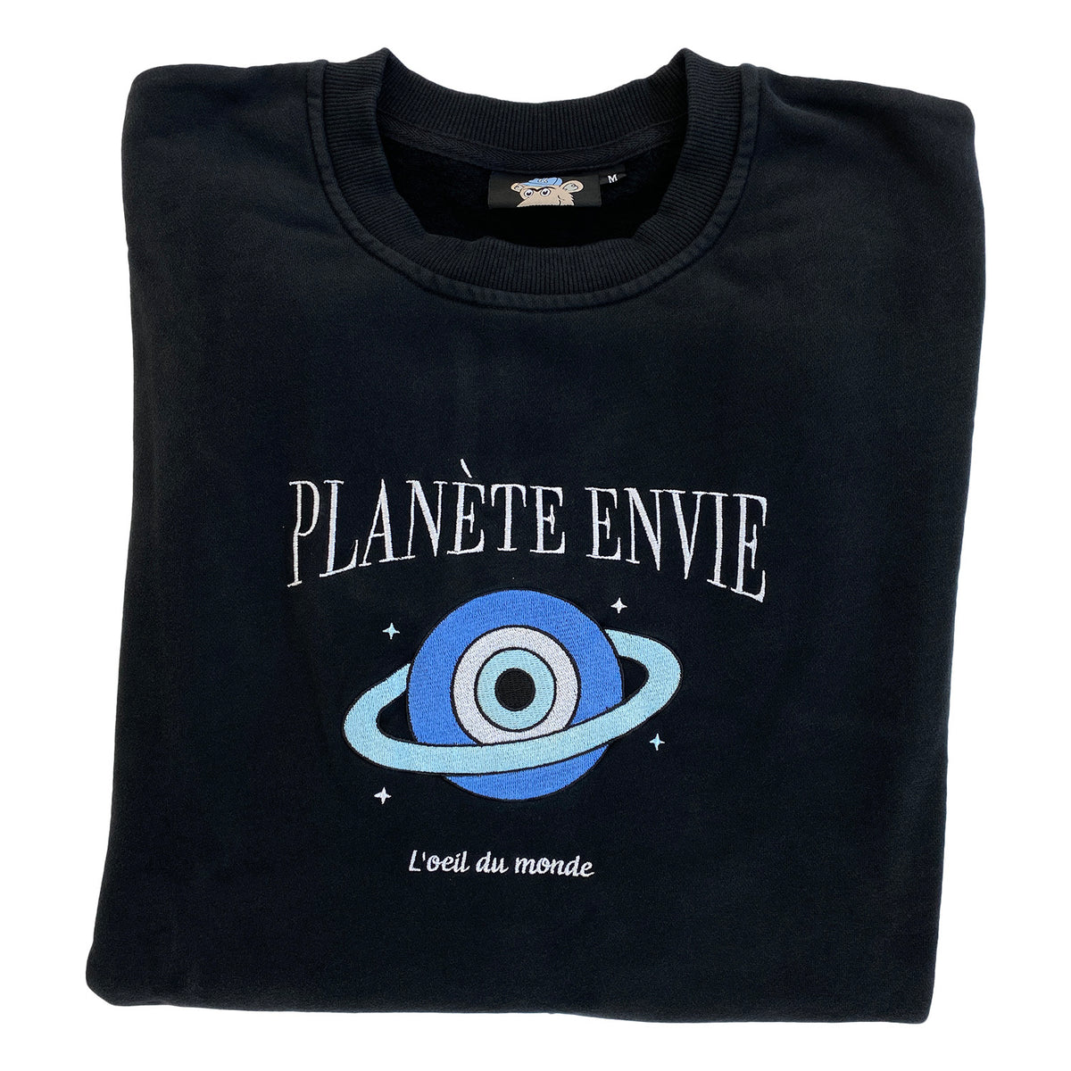 🚨ONLY ONE🚨 Evil Eye Planet Envié Crewneck Sweatshirt - LARGE / NAVY BLUE