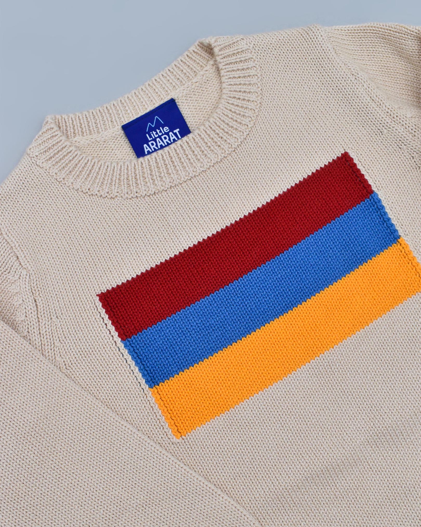 Toddler Knitted Armenia Flag Sweater (Beige)