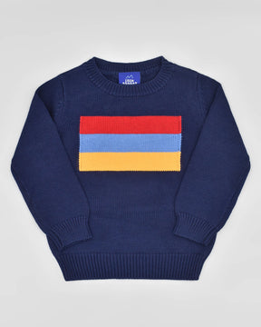 Toddler Knitted Armenia Heritage Flag Sweater (Navy)