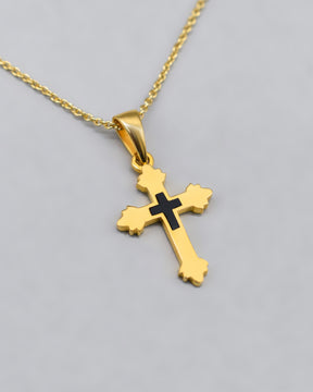 Armenian Black Obsidian Cross Necklace