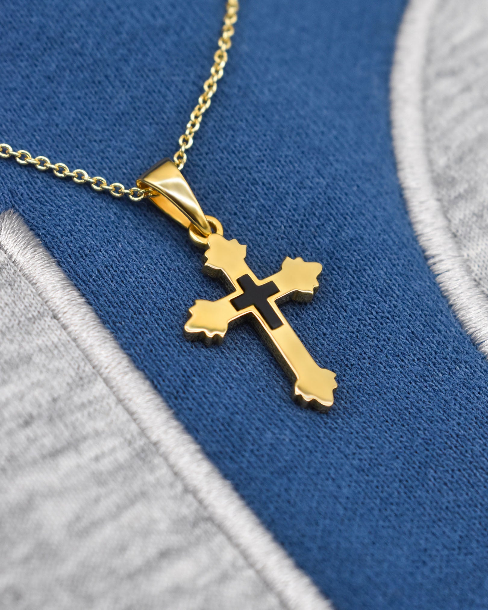 Armenian Black Obsidian Cross Necklace