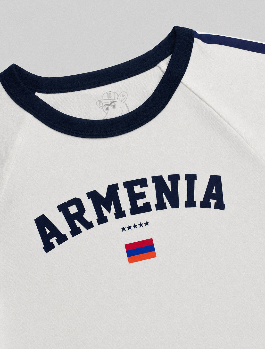 Armenia Varsity Cropped Baby Tee - White