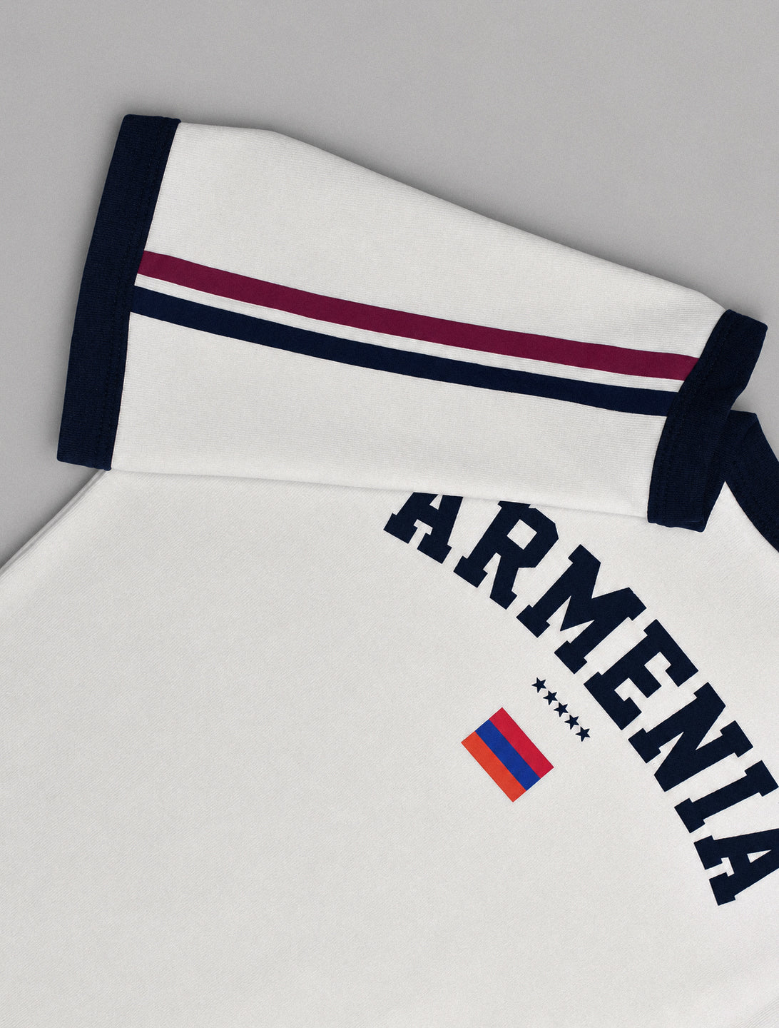 Armenia Varsity Cropped Baby Tee - White