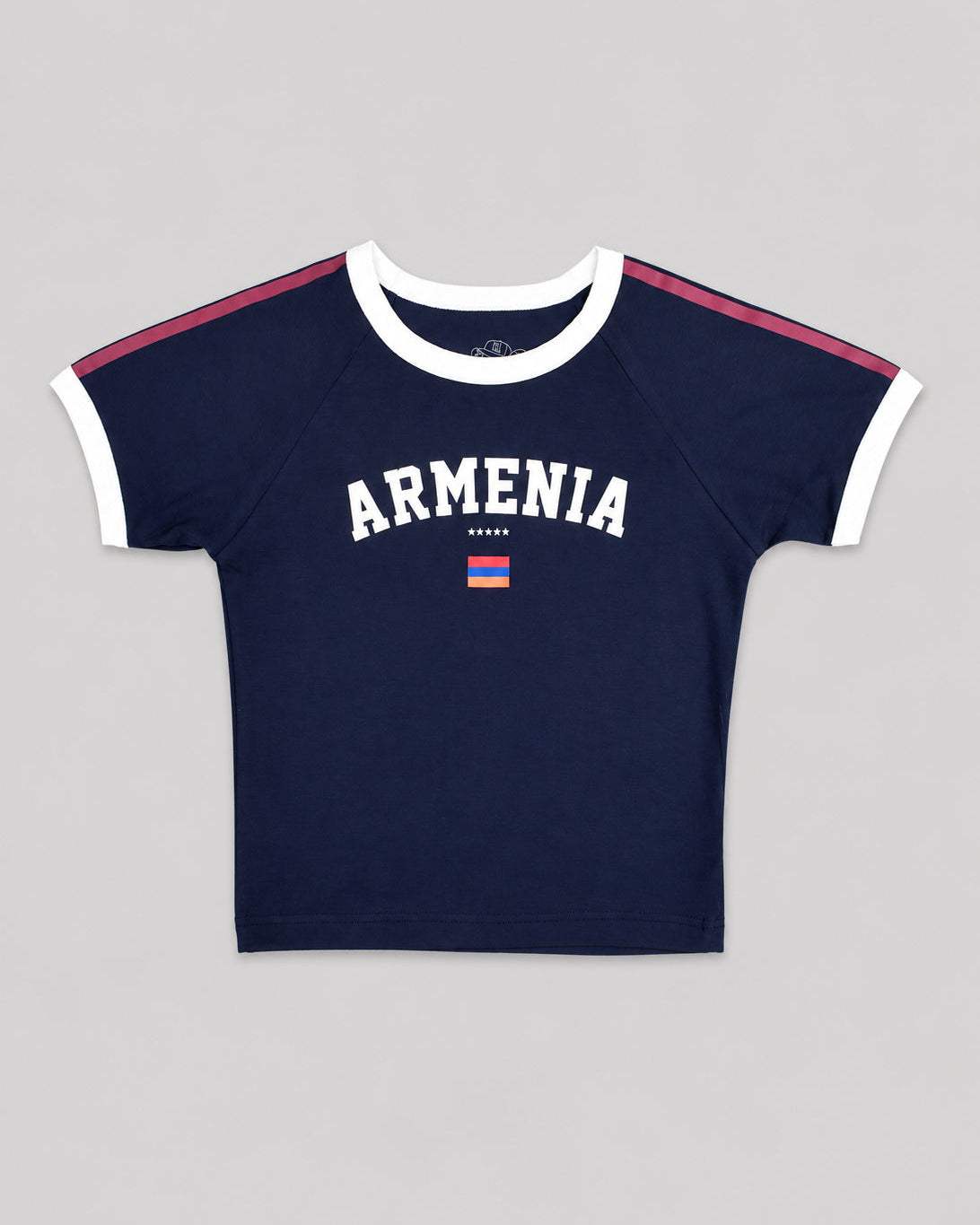 Armenia Varsity Cropped Baby Tee - Navy