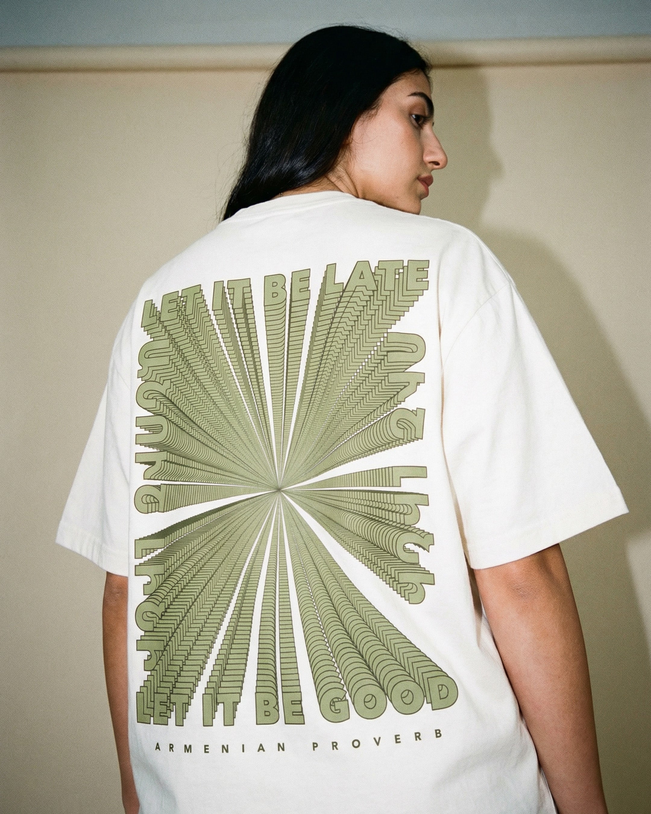 Let It Be Late T-Shirt – Vintage White (Premium Boxy Fit)