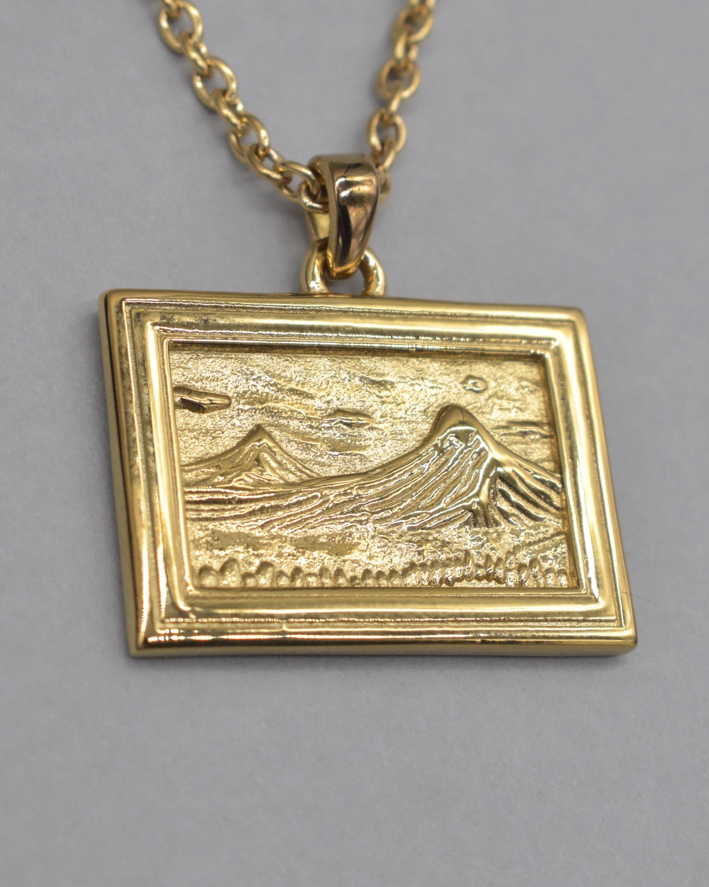 Gold Mount Ararat Painting Pendant Necklace