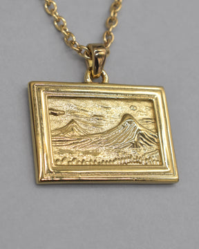 Gold Mount Ararat Painting Pendant Necklace