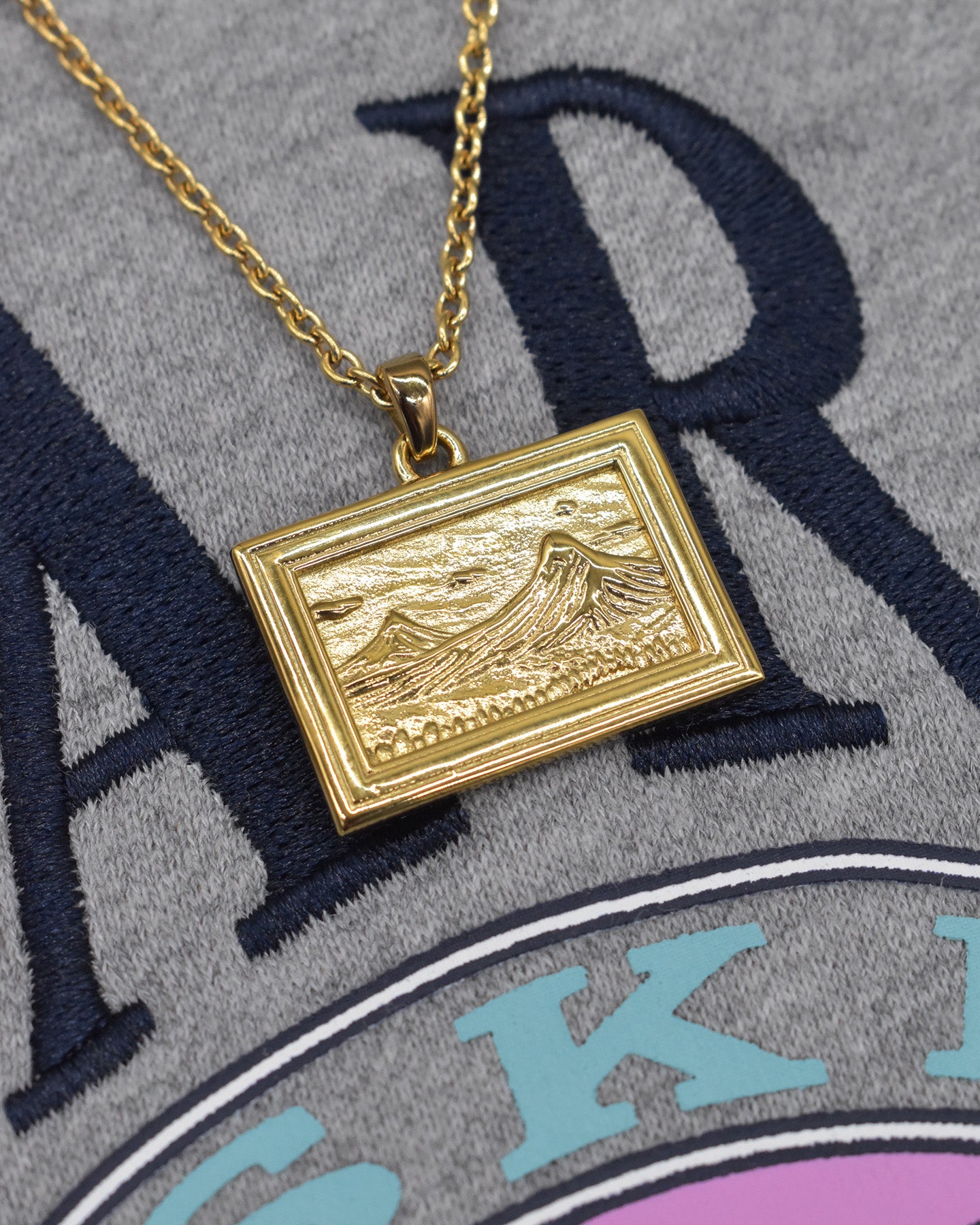 Gold Mount Ararat Painting Pendant Necklace