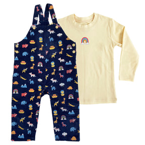 Noah's Ark Corduroy Dungaree and T-Shirt Set