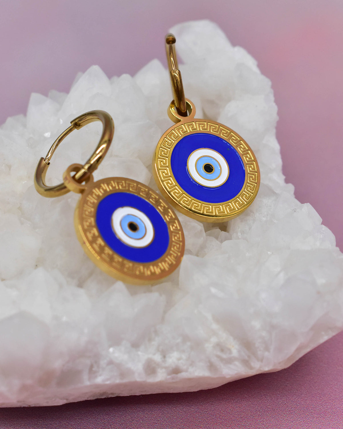 Evil Eye 18K Gold Plated Hoop Earrings