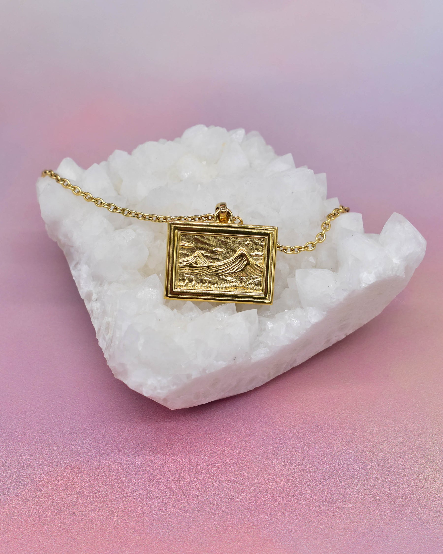 Gold Mount Ararat Painting Pendant Necklace