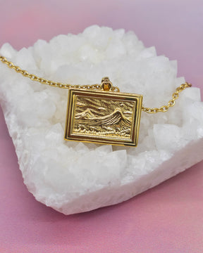 Gold Mount Ararat Painting Pendant Necklace